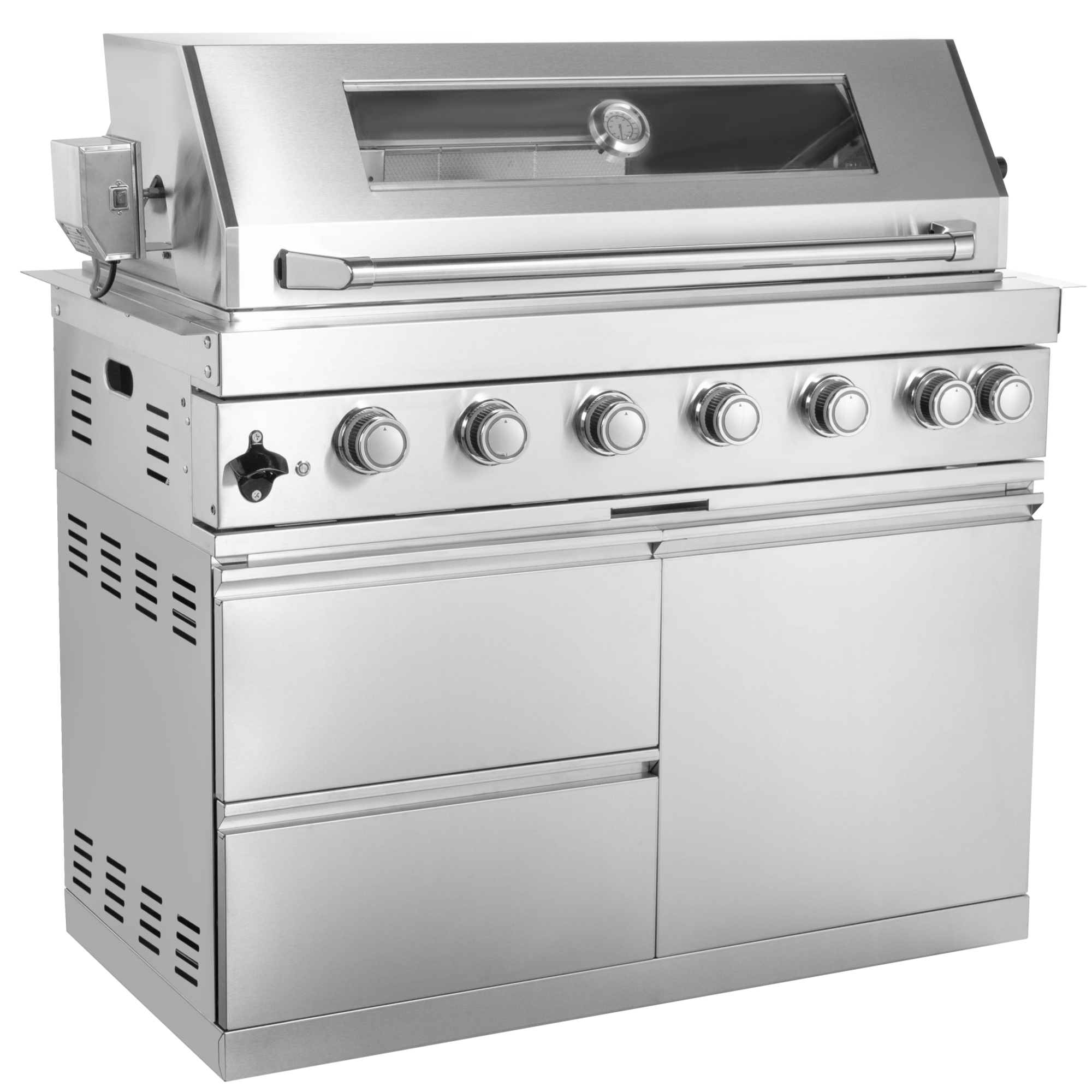 128" 120,000 BTU 6-Burner Outdoor Kitchen Island Grill with Pizza Oven by Chery Industrial