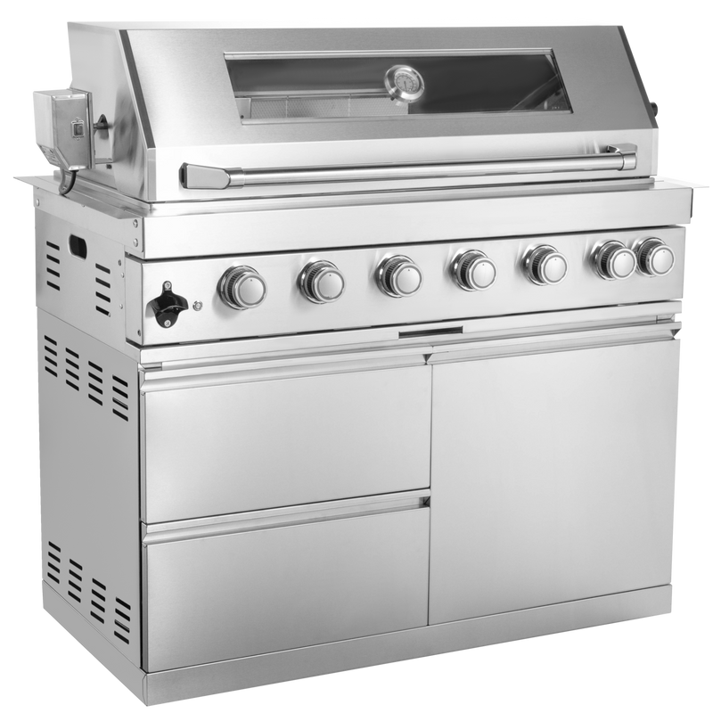 128" 120,000 BTU 6-Burner Outdoor Kitchen Island Grill with Pizza Oven by Chery Industrial