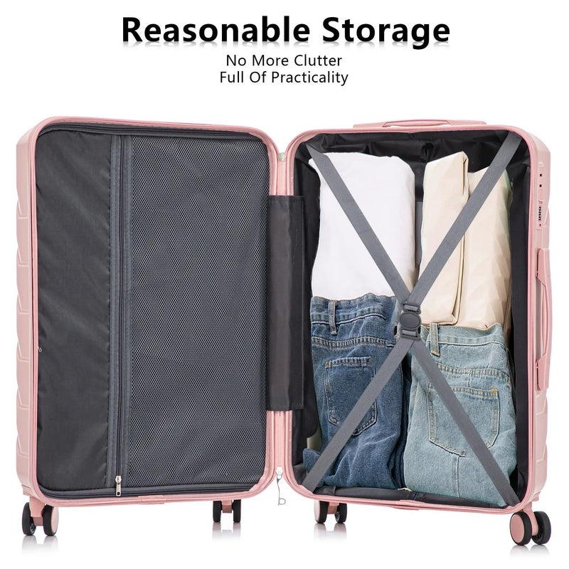 3 Pieces Set 20" / 24" / 28" Spinner Wheel Luggage With Combination Lock by HouseOfZazla