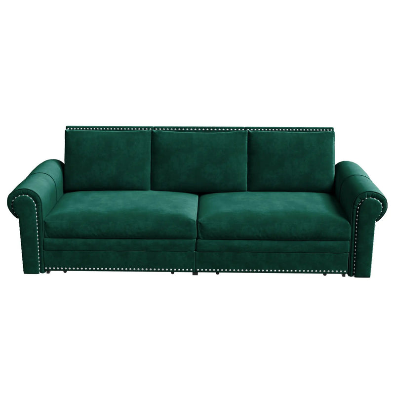 3 In 1 Convertible Sleeper Sofa With Nailhead Trim & Rolled Arm by HouseOfZazla