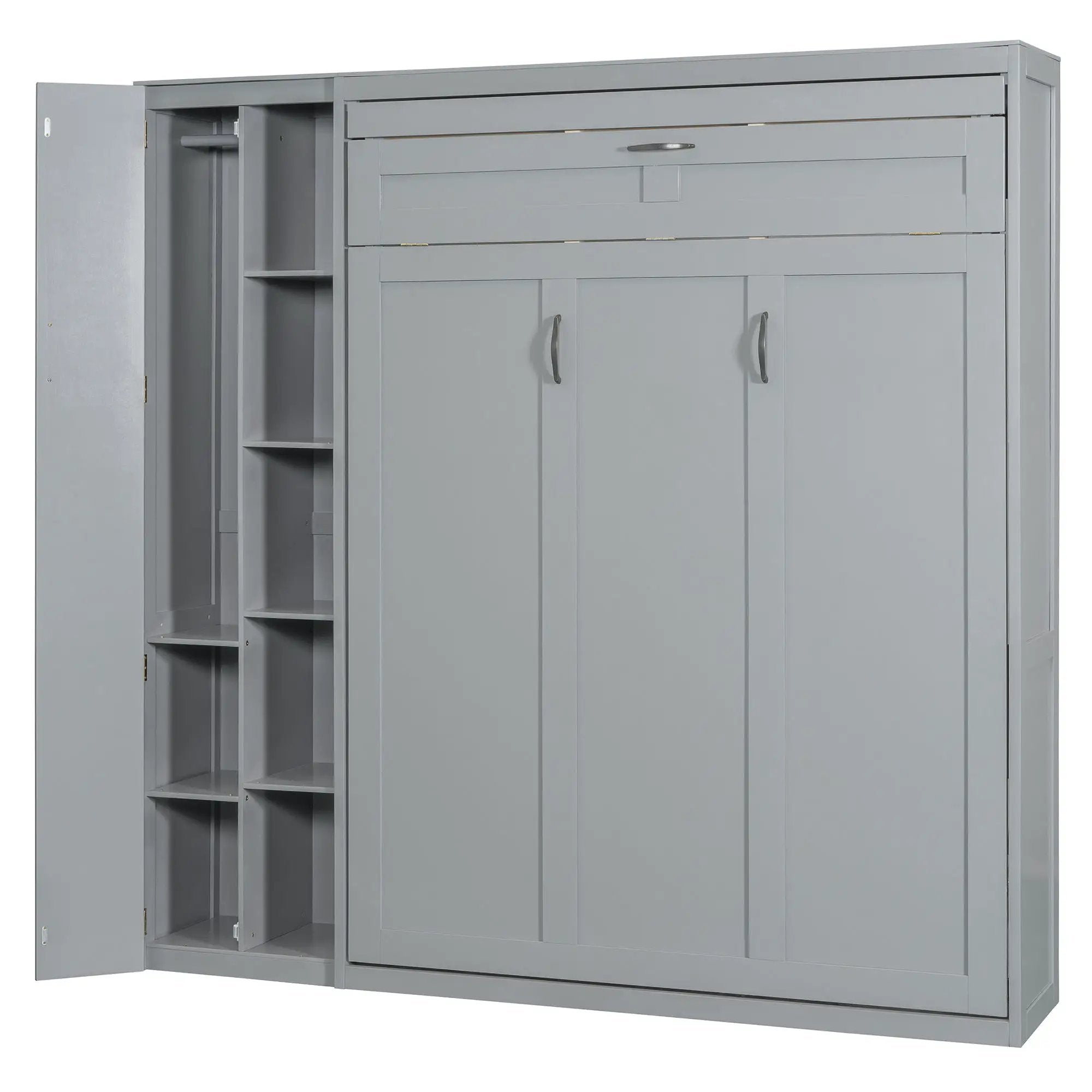 Murphy Wall Bed With Shelves, Wardrobe And LED Lights
