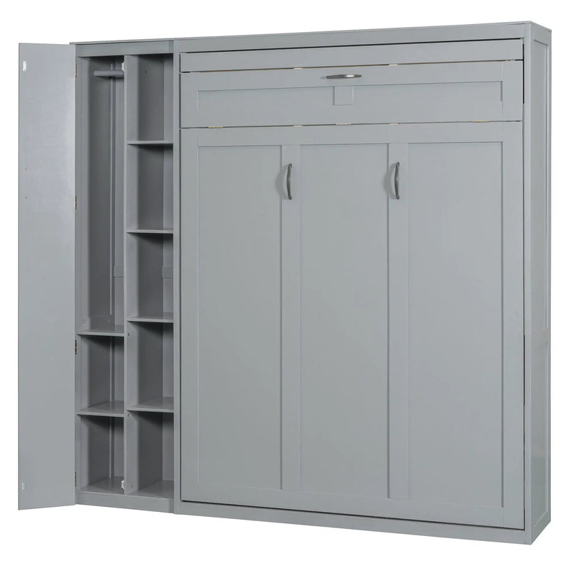 Murphy Wall Bed With Shelves, Wardrobe And LED Lights