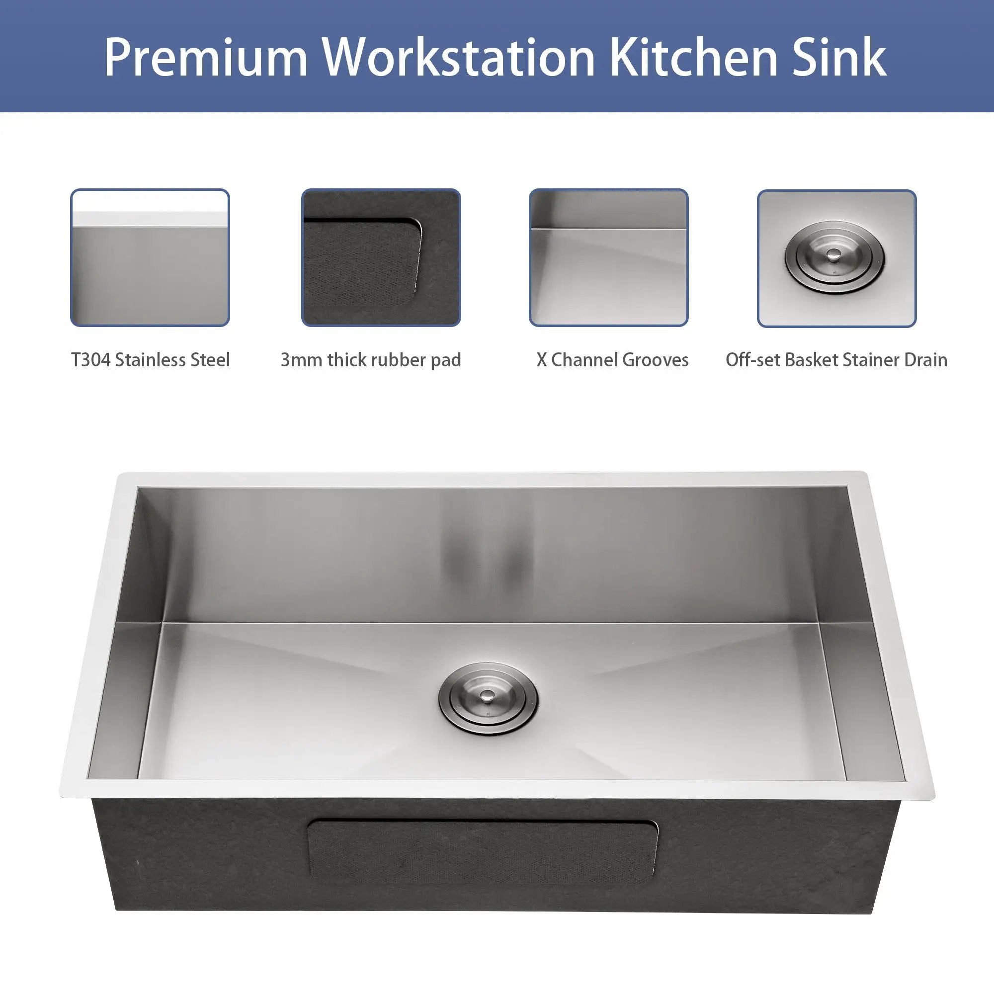 Modern Style Undermount Sink With Stainless Steel, Deep Single Bowl by HouseOfZazla