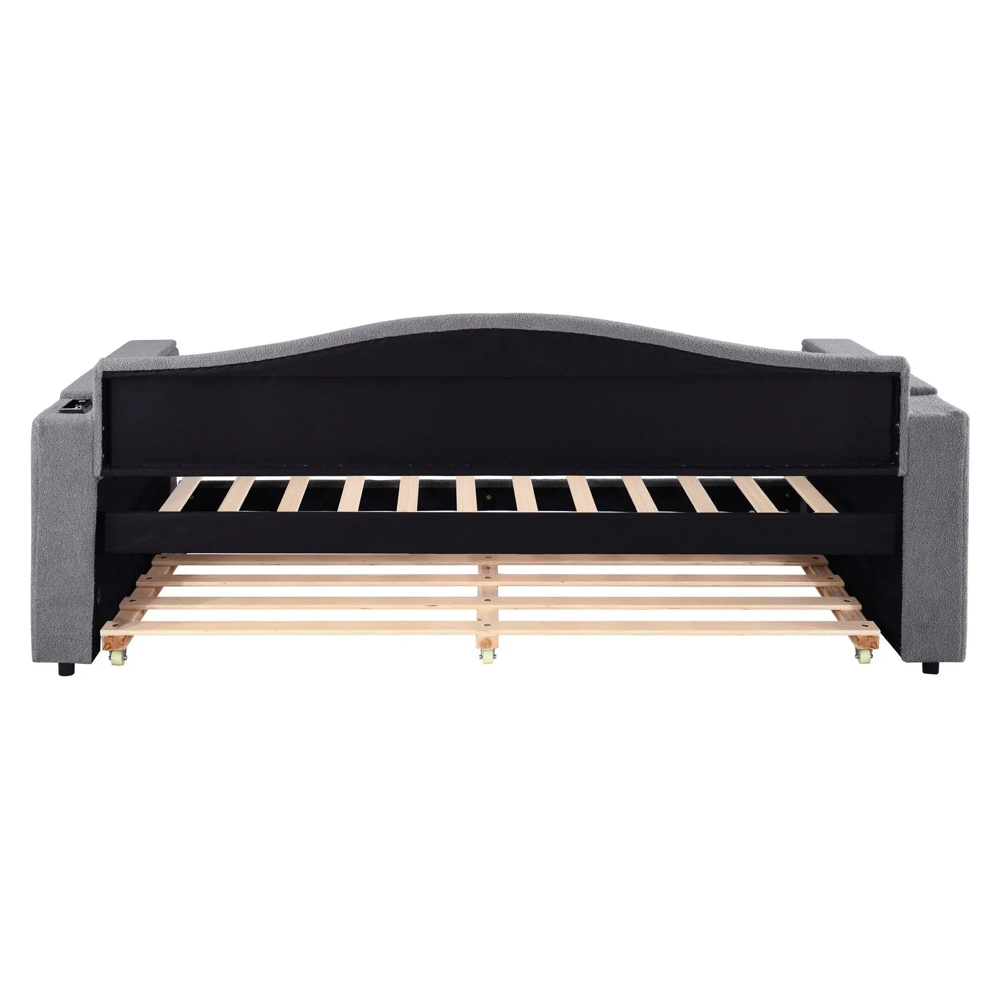 Upholstered Daybed With Storage Armrests, Trundle And Latest Integrated tooth Audio System by HouseOfZazla
