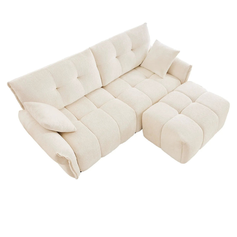 Sofa Set With Ottoman And Pillows, Textured, High Resilience Cushions by HouseOfZazla