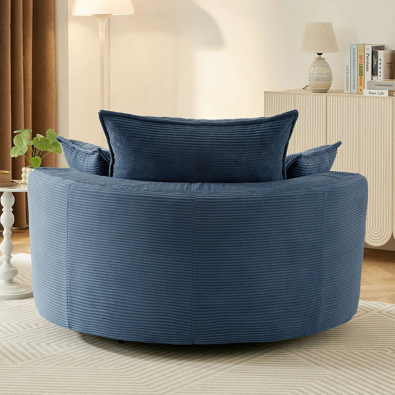 360° Swivel Accent Barrel Chair With Dual Layer Cushion And 3 Removable Pillows by HouseOfZazla