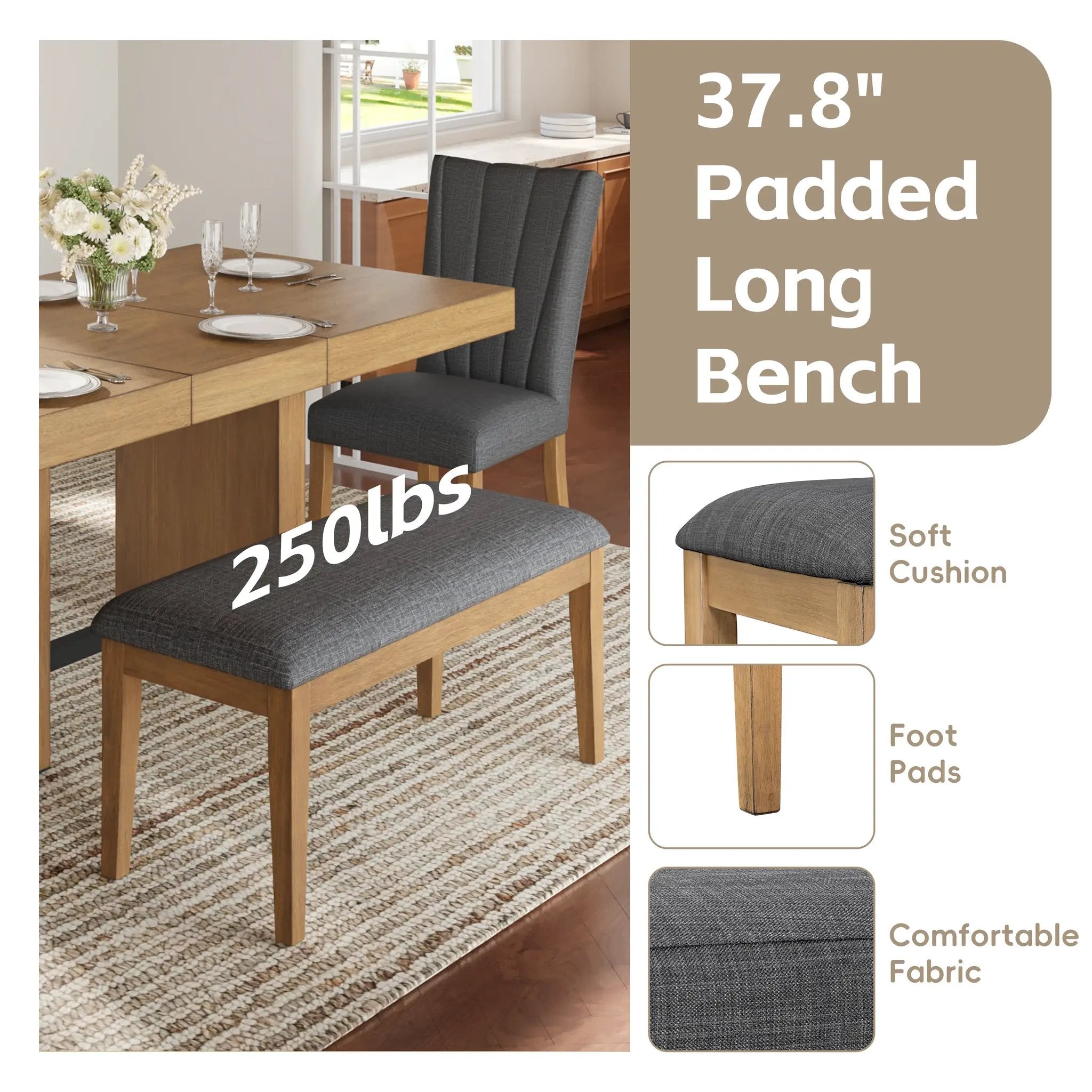 TOPMAX Farmhouse Extendable Wood Dining Table Set for 6 by HouseOfZazla
