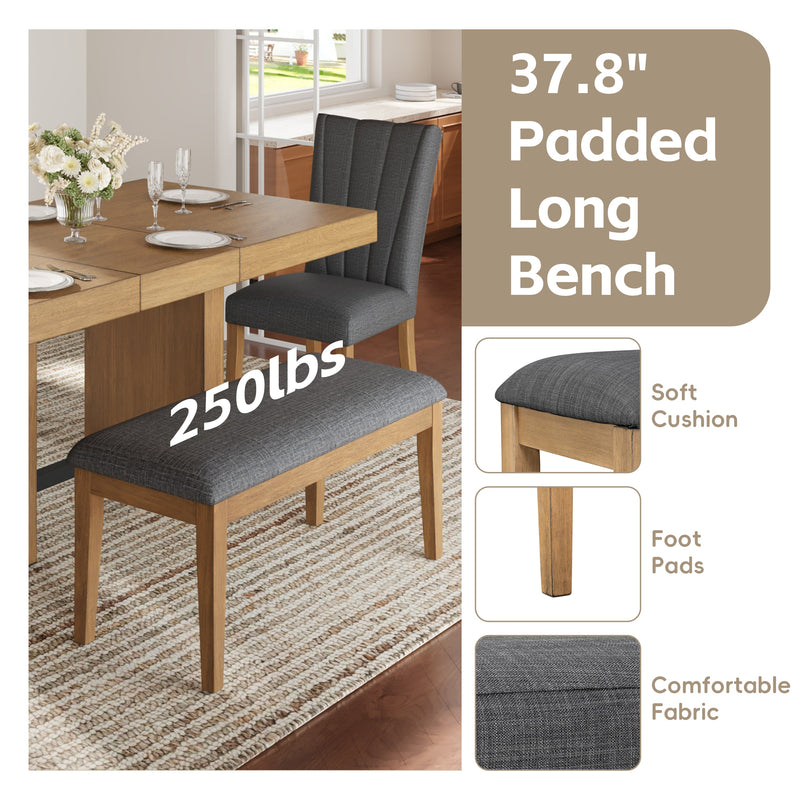 TOPMAX Farmhouse Extendable Wood Dining Table Set for 6 by HouseOfZazla