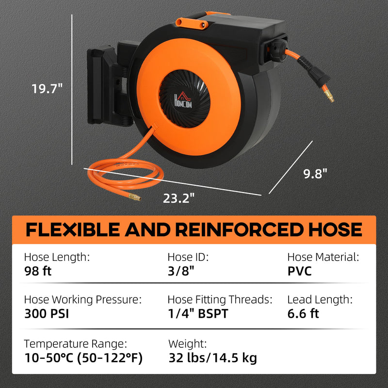 HOMCOM Retractable Air Hose Reel with Auto Rewind and Swivel Bracket by HouseOfZazla