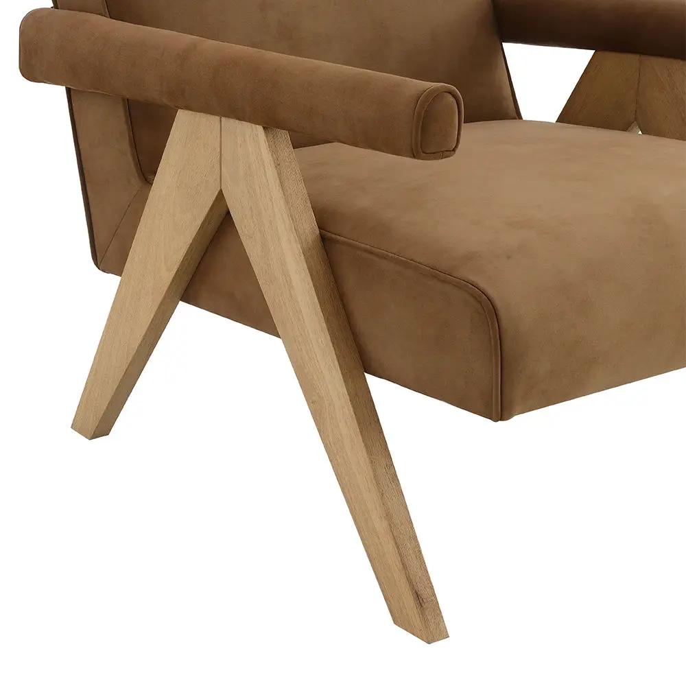 Zoey - Accent Chair - Chocolate Suede & Oak by Unique Piece Furniture