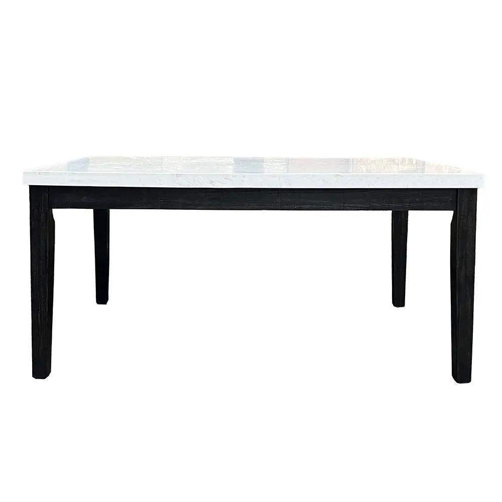 Nolan - Dining Table - White Natural Marble Top & Salvage Dark Oak by Unique Piece Furniture