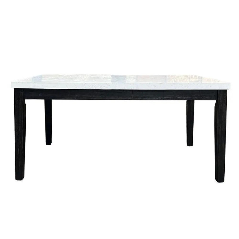 Nolan - Dining Table - White Natural Marble Top & Salvage Dark Oak by Unique Piece Furniture