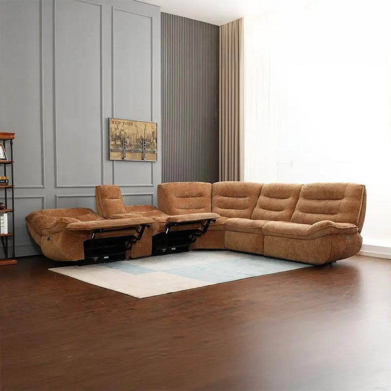 Emmy - Power Motion Sectional Sofa - Orange Chenille by Unique Piece Furniture