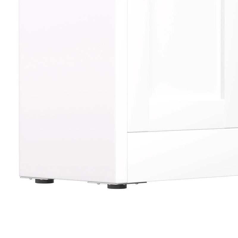 Bookcase Tall 5-Tier Adjustable Storage Shelf With Door Deep - White