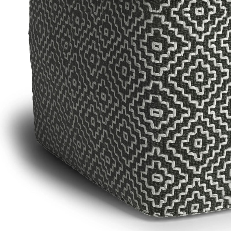 Briella - Square Woven Outdoor / Indoor Pouf - Gray / White by Unique Piece Furniture