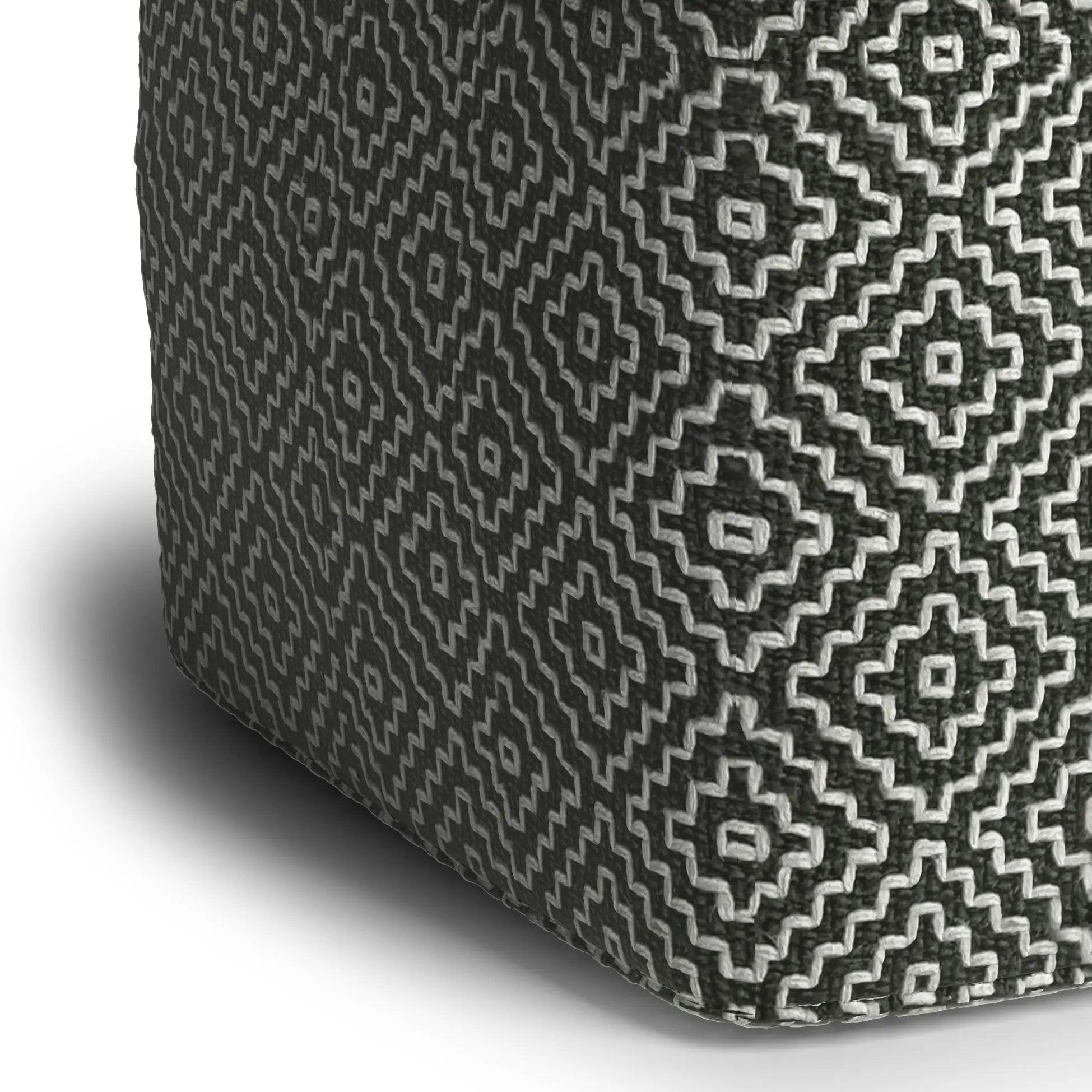 Briella - Square Woven Outdoor / Indoor Pouf - Gray / White by HouseOfZazla