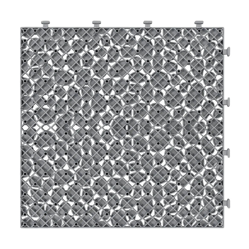 Interlocking Deck Tiles Plastic Waterproof Outdoor All Weather Anti-Slip Bathroom Shower Balcony Porch Strong Weight Capacity Upto 440 Lbs, Pebble Stone Pattern by HouseOfZazla