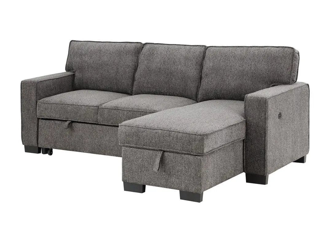 Estelle - Fabric Reversible Sleeper Sectional With Storage Chaise Drop-Down Table 2 Cup Holders And 2 USB Ports by Unique Piece Furniture