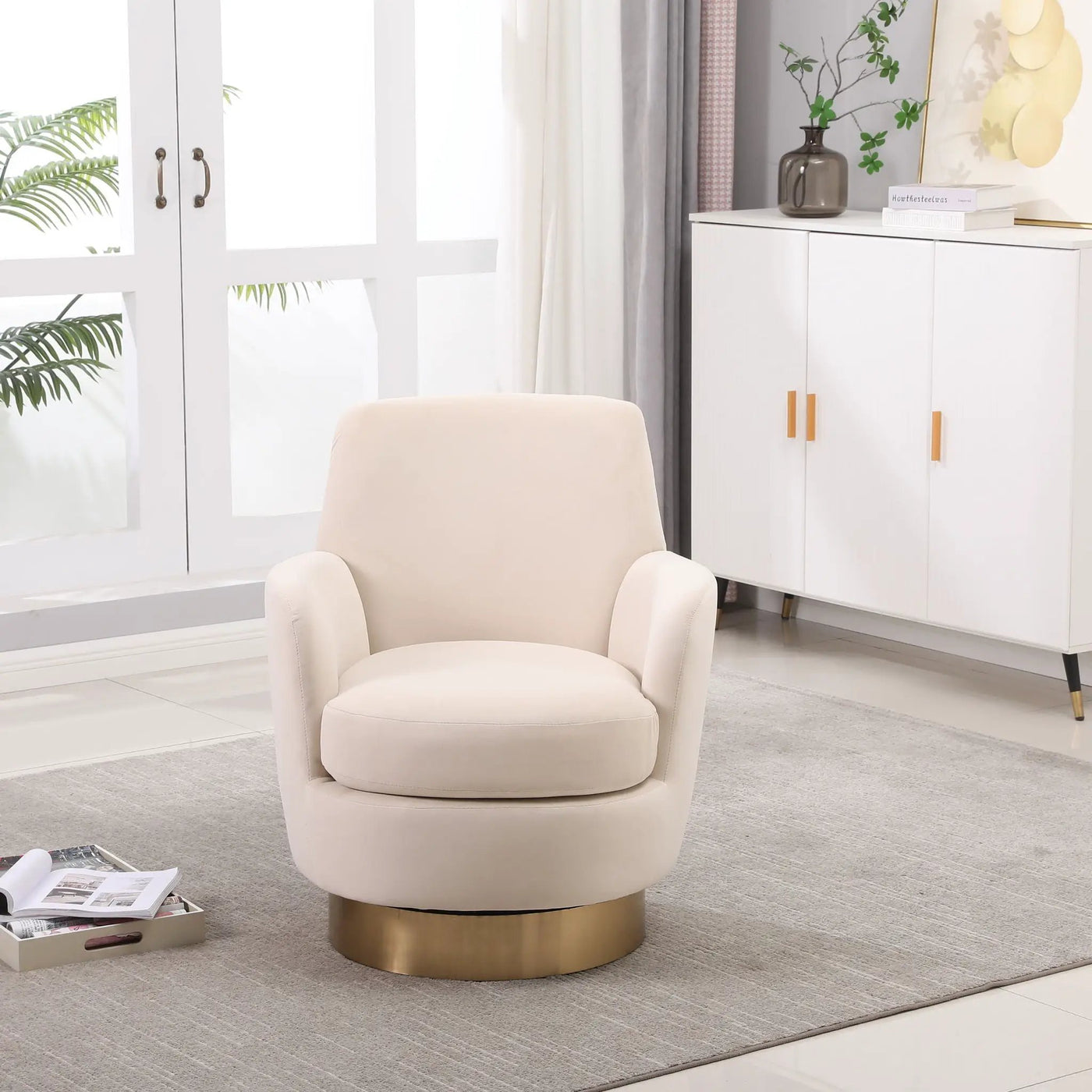 Teddy Swivel Barrel Chair, Swivel Accent Chairs Armchair For Living Room by HouseOfZazla