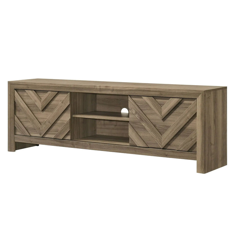 Chevron Patterned Living Room TV Stand - Light Brown by Unique Piece Furniture