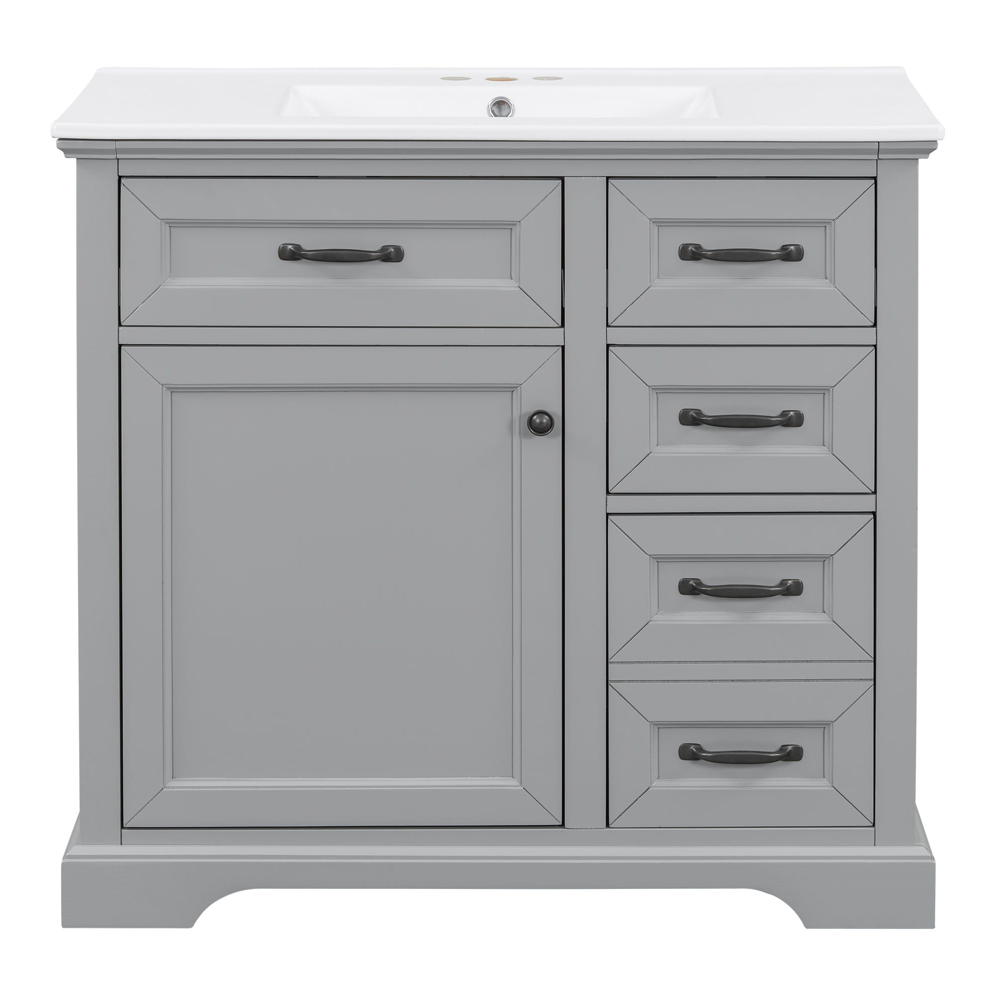 36" Bathroom Vanity With Sink, 2 Tip-Out Drawers, Soft Close Hinges by HouseOfZazla