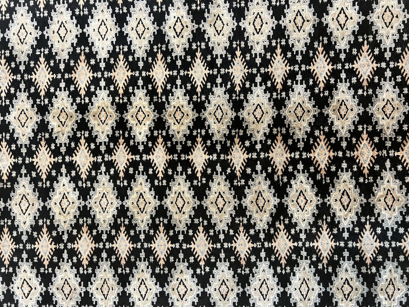 Pakistani Bokhara Rug 6x9, Hand Knotted Vintage Wool Carpet with Silk Highlights, Very Fine 320 KPSI, Medium Size by Jewel Rugs