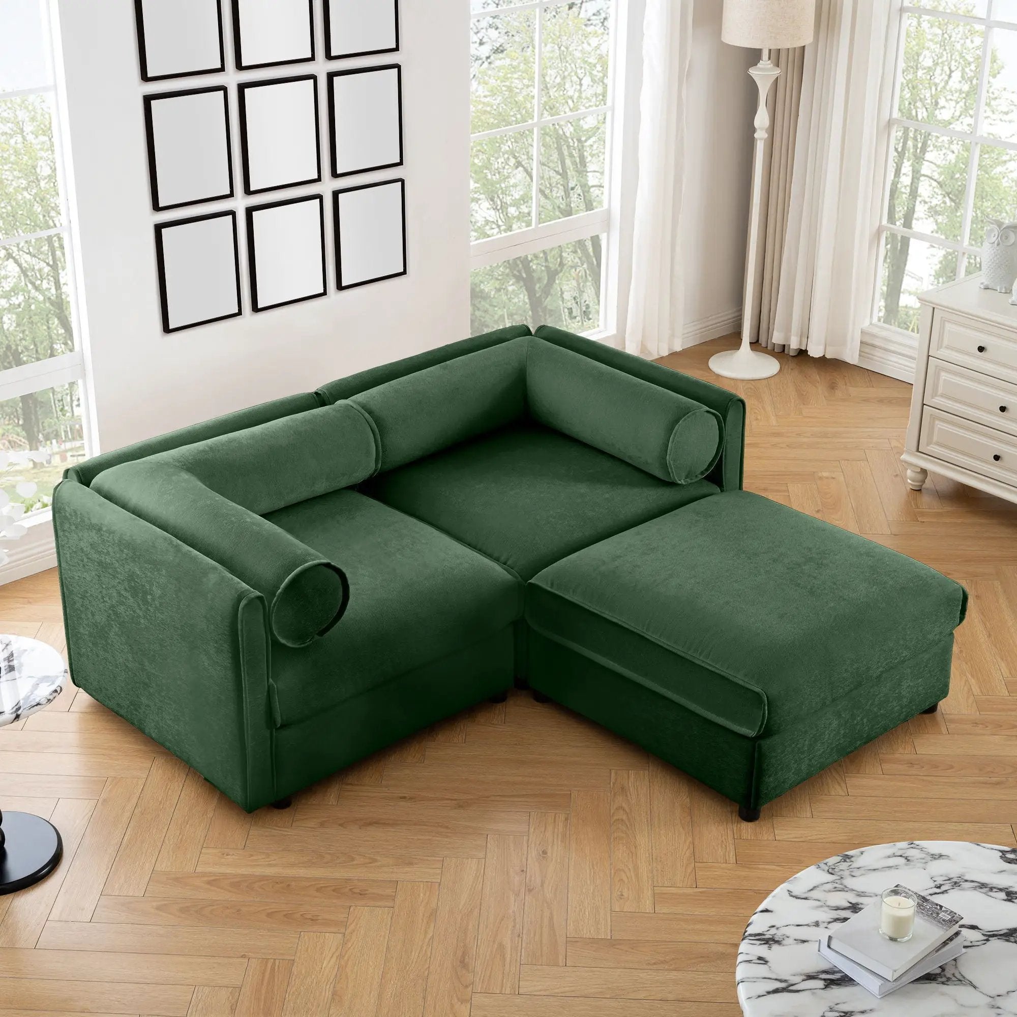 Contemporary Elegant Sofa With Storage And Ottoman by Unique Piece Furniture