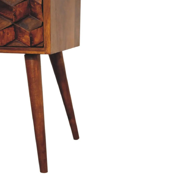 Mini Cube Carved 2 Drawer Nightstand by HouseOfZazla