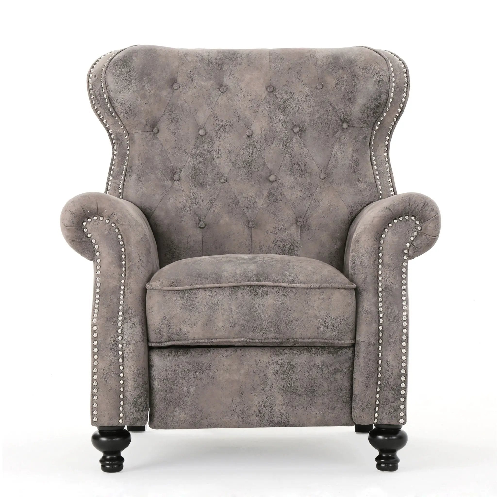Accented Push Back Recliner Chair With Rolled Arms, Enjoy Cocooning Comfort by Unique Piece Furniture