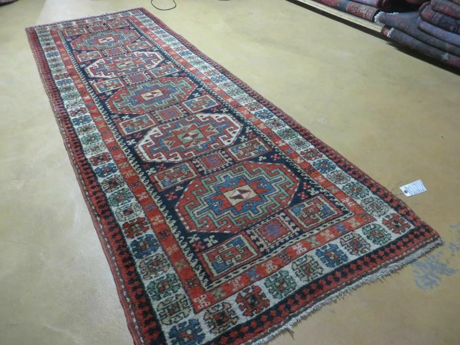 3 '4" X 10' Vintage Handmade Turkish Kazak Caucasian Wool Runner Rug Red Nice by Jewel Rugs