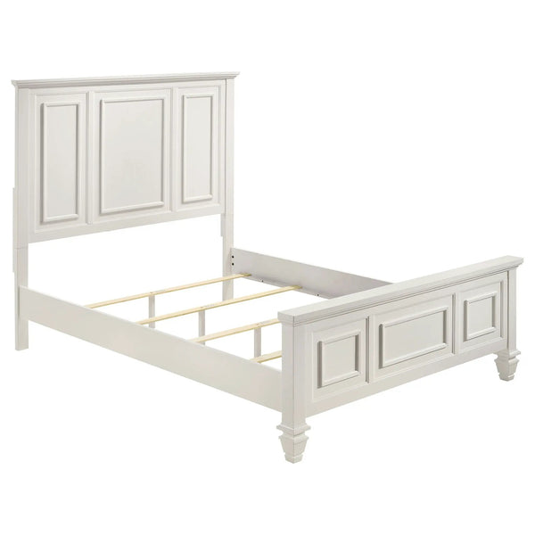Cortina - 4 Piece Queen Bedroom Set With Ornate Panels And Storage - Cream White