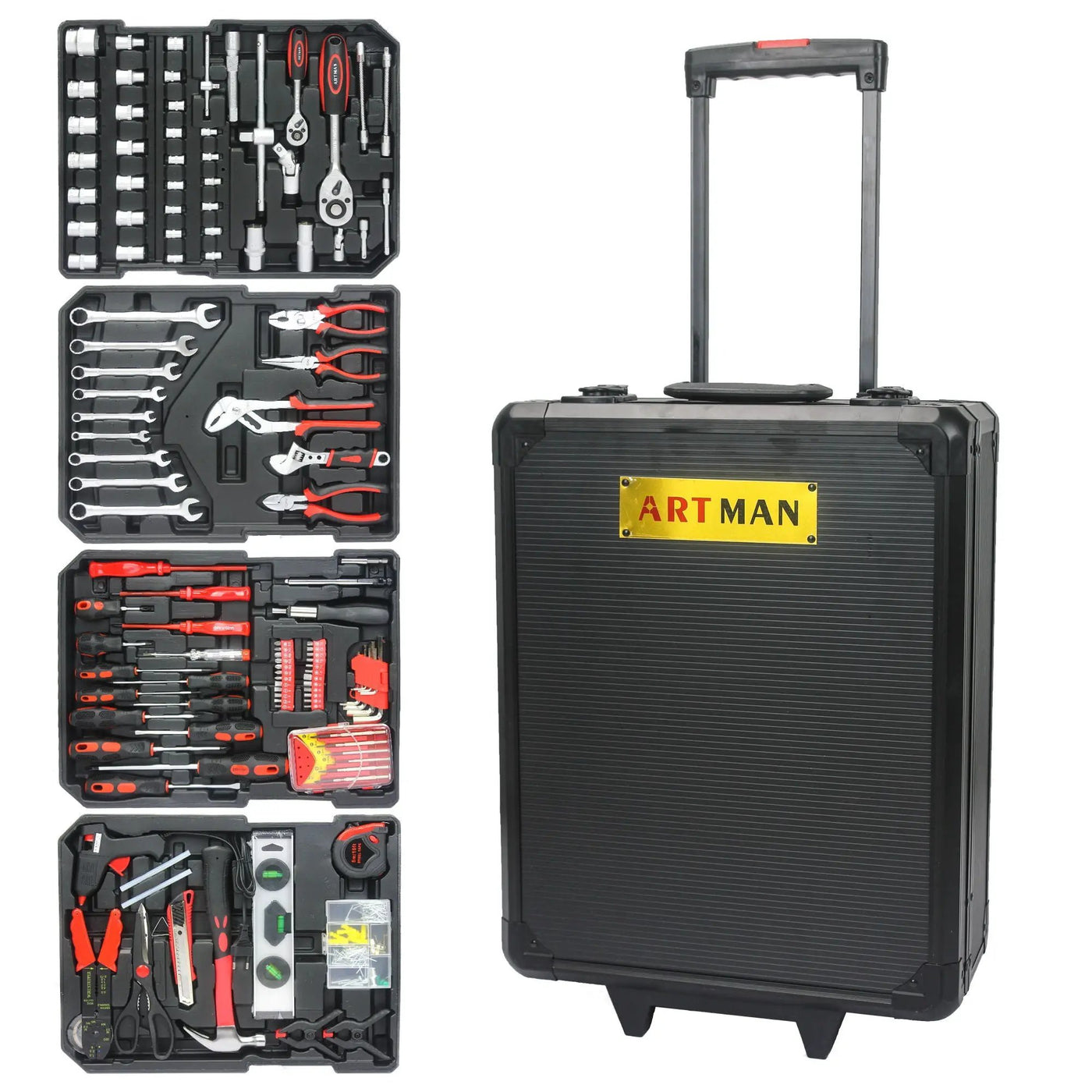 899 Piece Home Repair Tool Set With Rolling Plastic Toolbox, 4 Drawers, General Household Maintenance Kit by HouseOfZazla