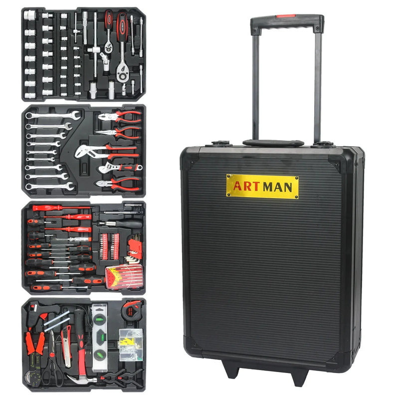899 Piece Home Repair Tool Set With Rolling Plastic Toolbox, 4 Drawers, General Household Maintenance Kit by HouseOfZazla
