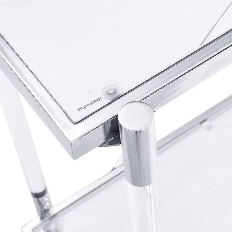 Chrome Glass Sofa Table, Acrylic Side Table, Console Table For Living Room & Bedroom - Chrome by HouseOfZazla