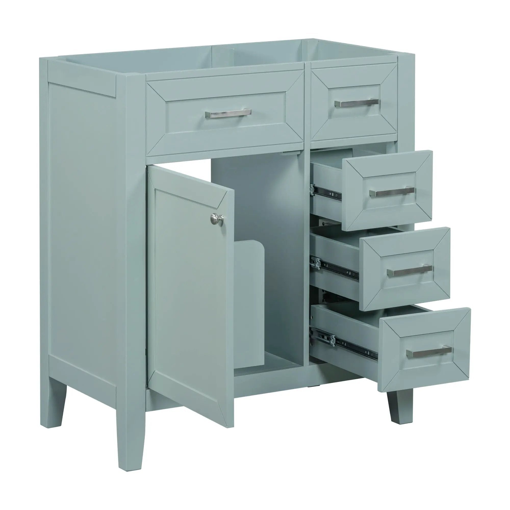 30" Bathroom Vanity Without Sink, Cabinet Base Only, Bathroom Cabinet With Drawers - Green by HouseOfZazla