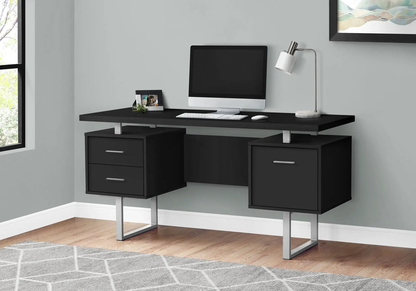 Computer Desk For Home Office, Laptop, Left, Right Set - Up, Storage Drawers, Contemporary & Modern by Unique Piece Furniture