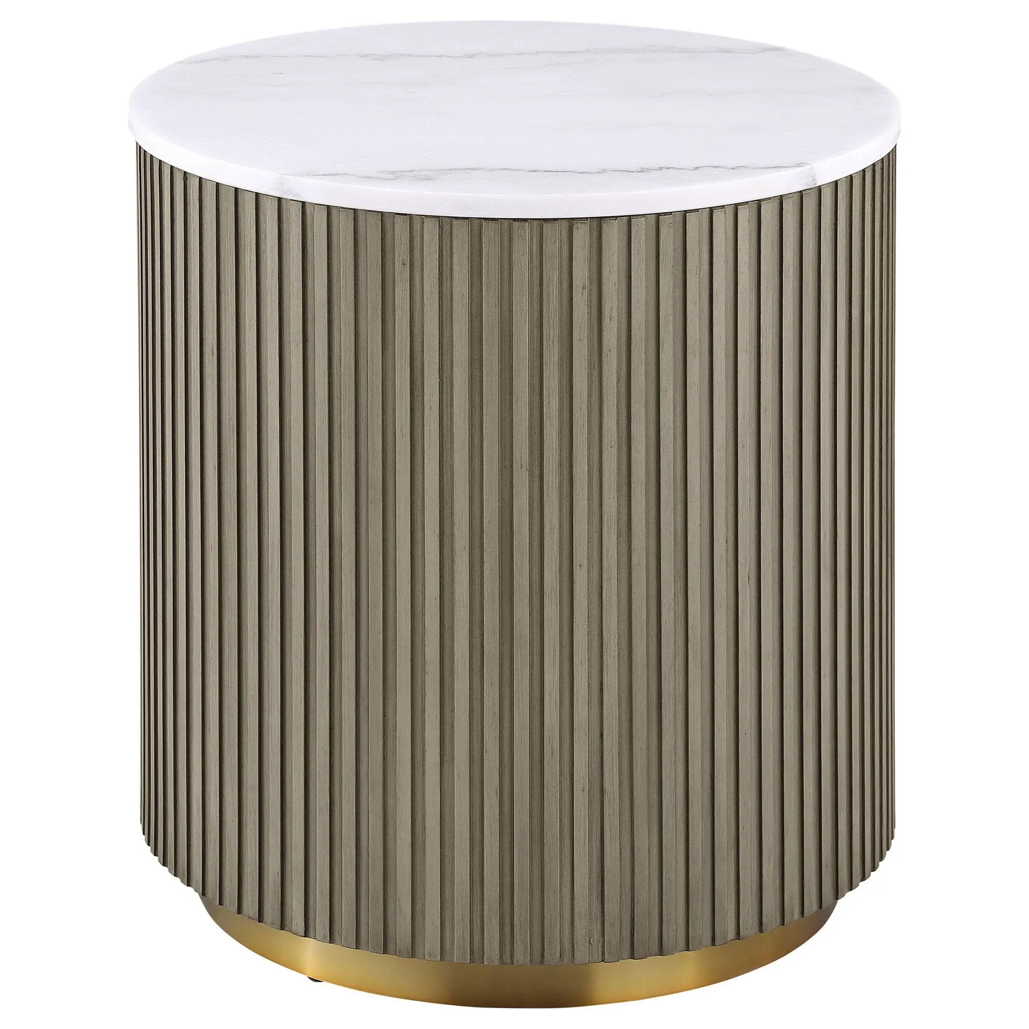 Jason 3-piece Round White Marble Coffee Table Set Greige by Unique Piece Furniture