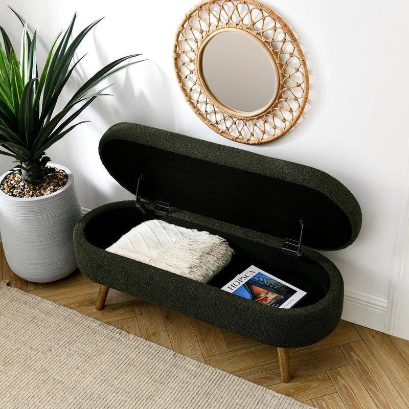 Ottoman Oval Storage Bench With Rubber Wood Legs by Unique Piece Furniture