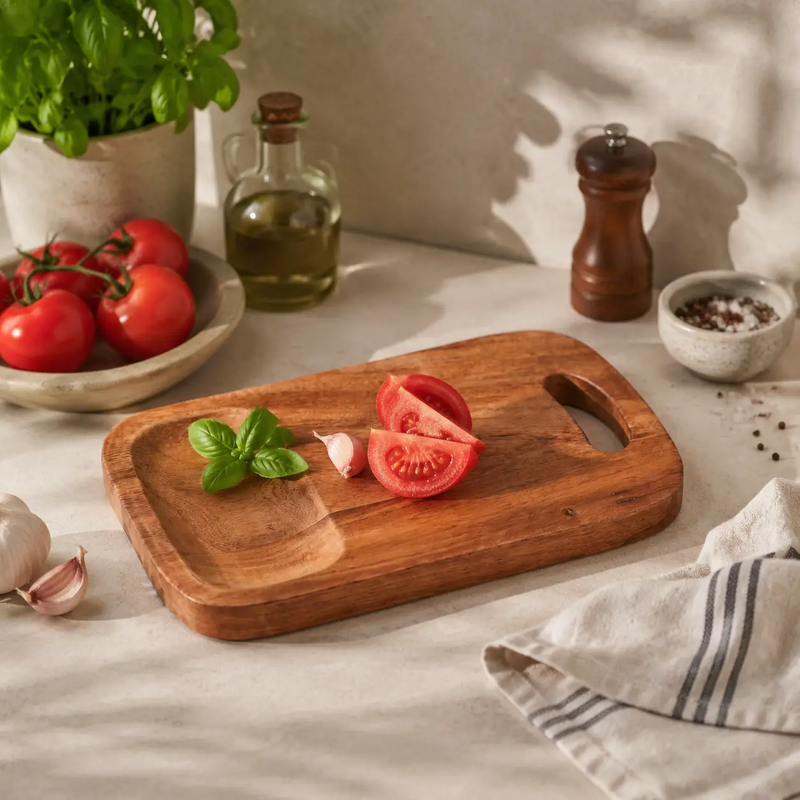 Acacia Wood Cutting Board with Built-In Handle by HouseOfZazla