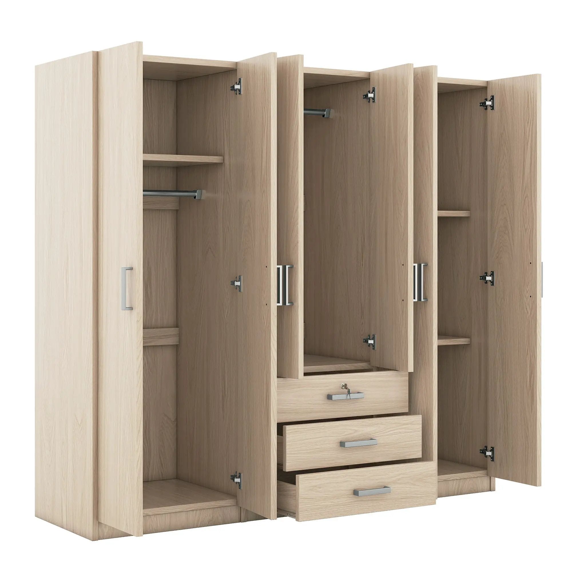 6 Doors Wardrobe Storage For Bedroom, With Big Drawers by HouseOfZazla