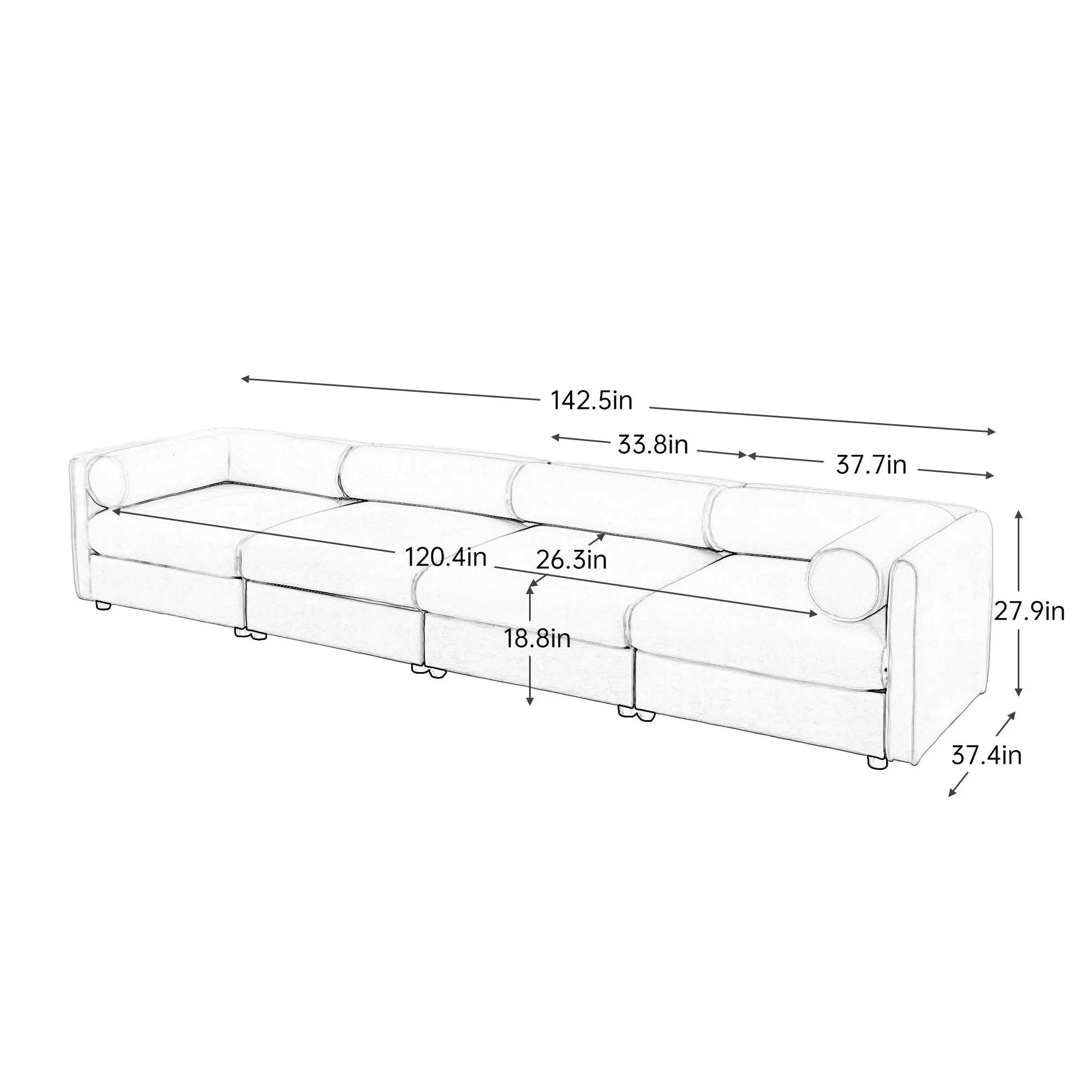 Stylish Sofa With Storage Seat And Cylindrical Backrest by Unique Piece Furniture