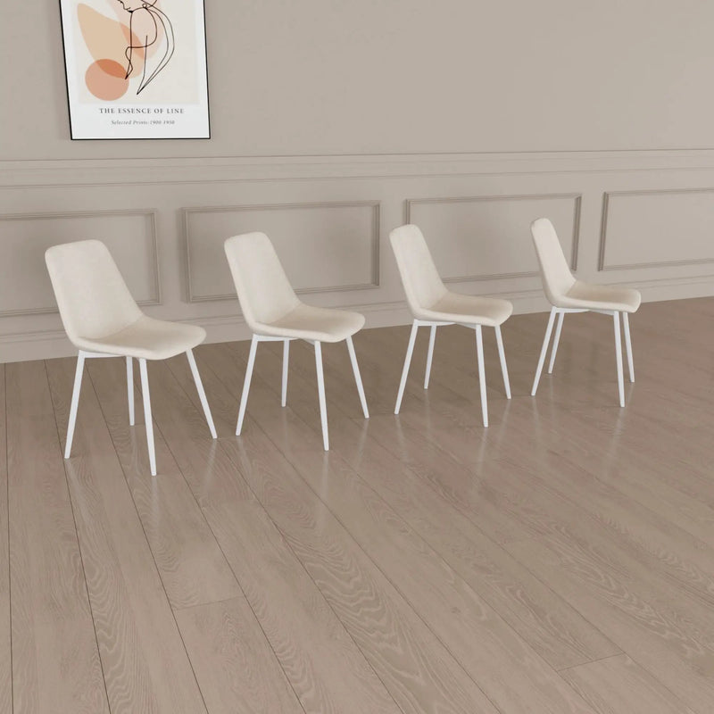 Modern Kitchen Dining Chairs (Set of 4) With Linen Padding And Sturdy Metal Legs - Beige by Unique Piece Furniture