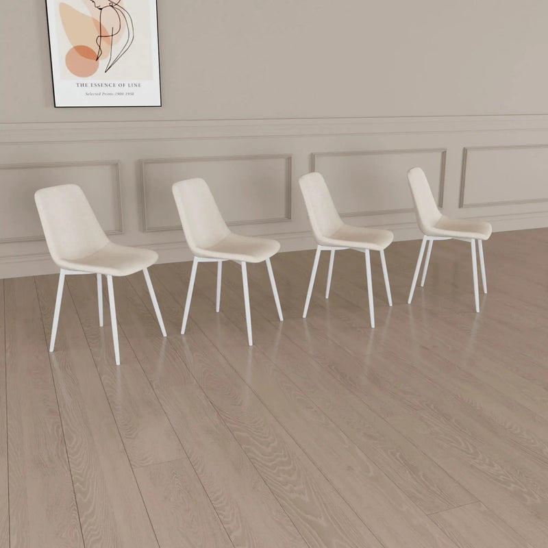 Modern Kitchen Dining Chairs (Set of 4) With Linen Padding And Sturdy Metal Legs - Beige by HouseOfZazla