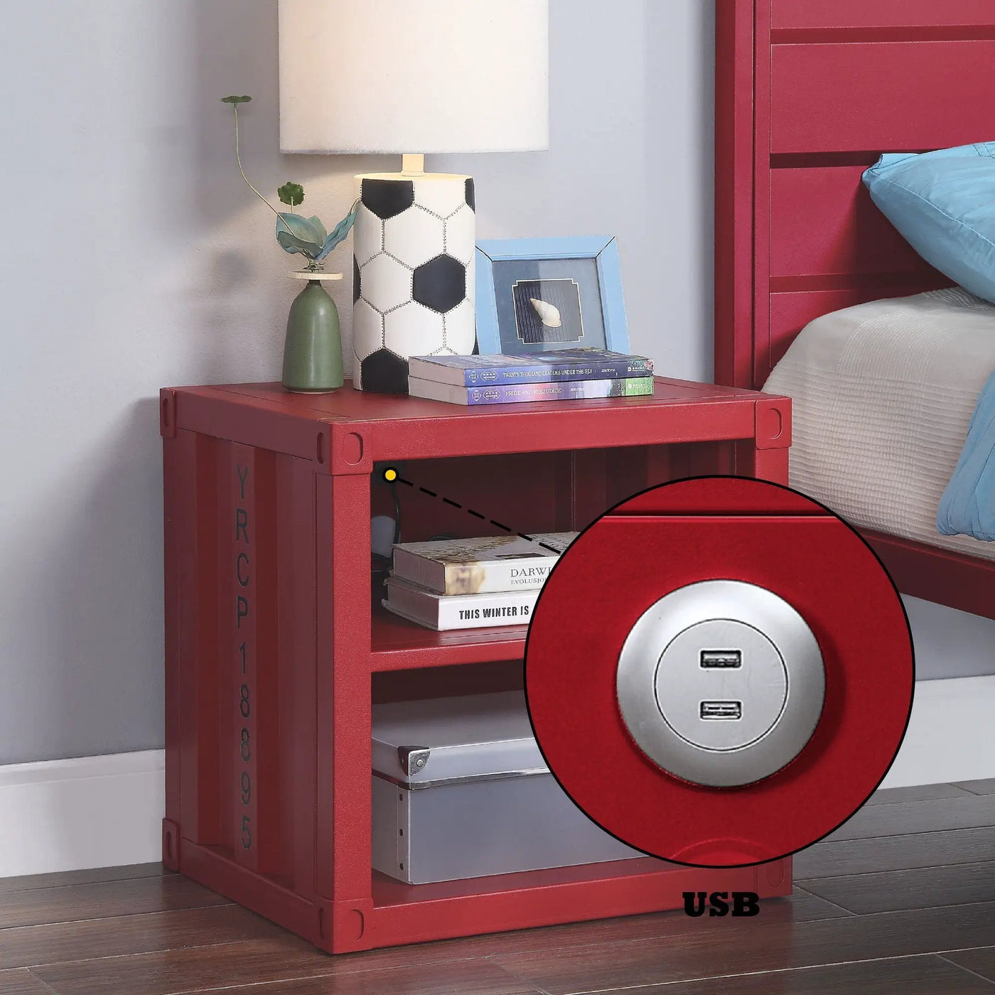Cargo Nightstand With USB by HouseOfZazla
