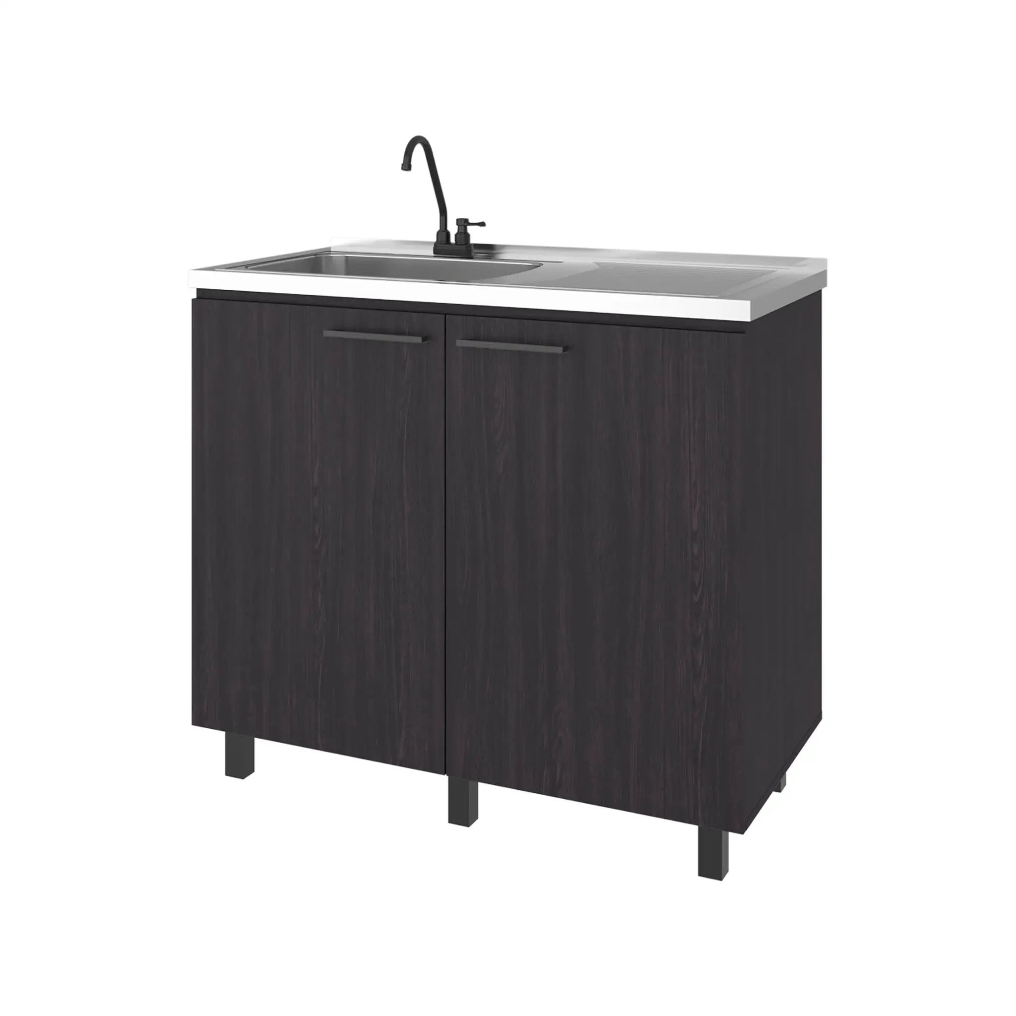 Alatna Freestanding Utility Base Cabinet with Stainless Steel Countertop and Faucet by HouseOfZazla