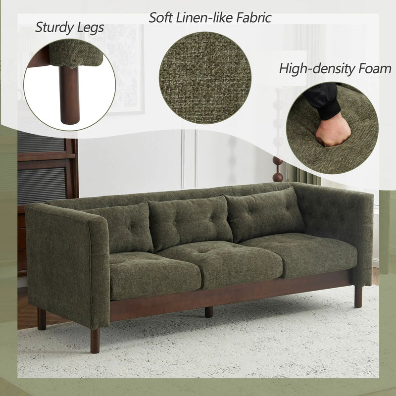 Upholstered Sofa Modern 3 Seater Sofa Couch With Tufted Design For Living Room by Unique Piece Furniture