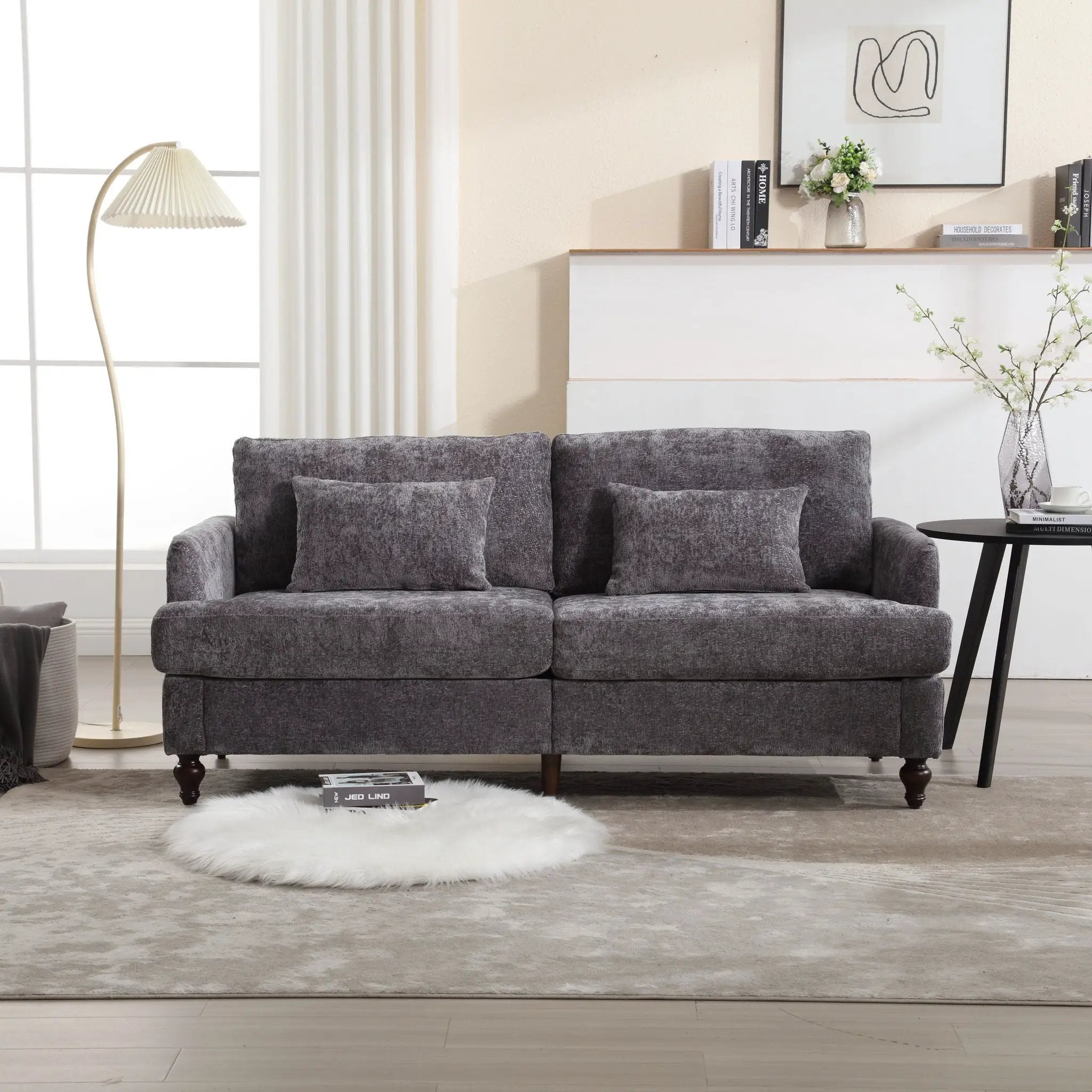 Mid Century Modern Fabric Loveseat Sofa, 2 Seat Upholstered Couch by Unique Piece Furniture