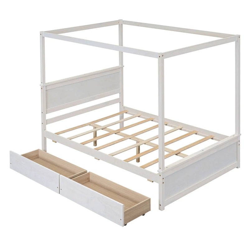 Canopy Platform Bed With Drawers, Support Slats, No Box Spring Needed by Unique Piece Furniture
