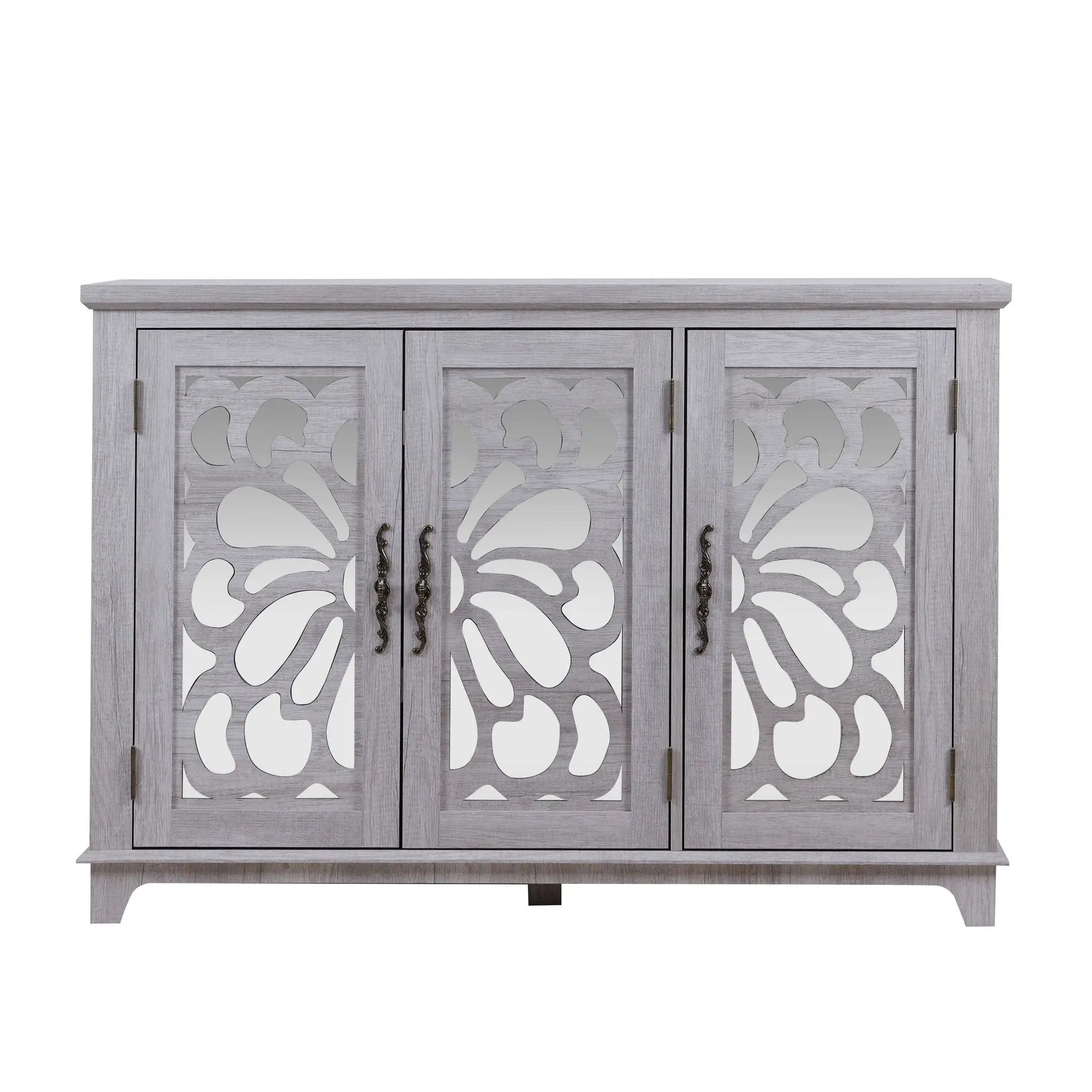 3 Door Mirrored Sideboard Cabinet With Adjustable Shelves by HouseOfZazla