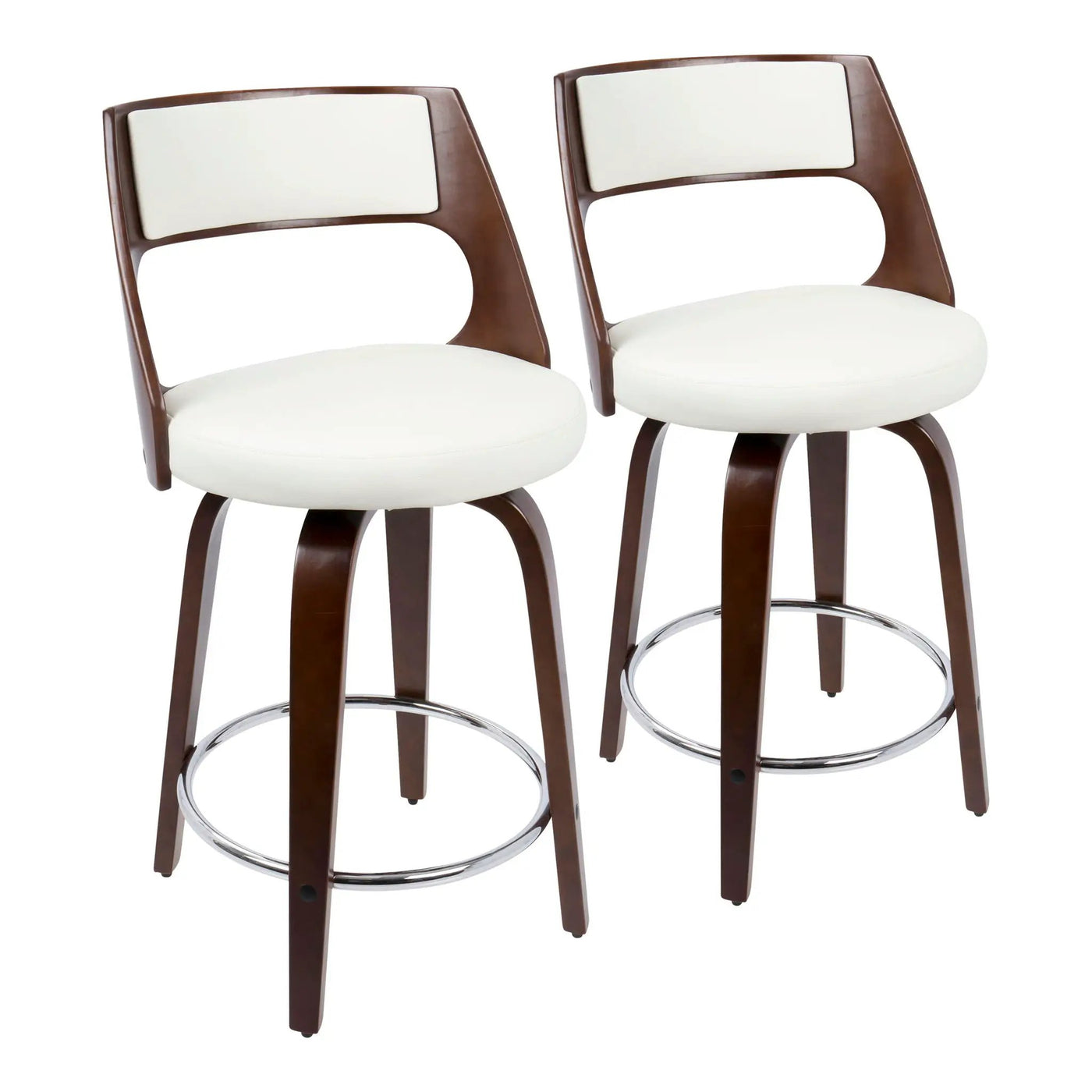 Cecina - Mid-Century Modern Fixed Height Counter Stool With Swivel And Round Footrest (Set of 2) by HouseOfZazla